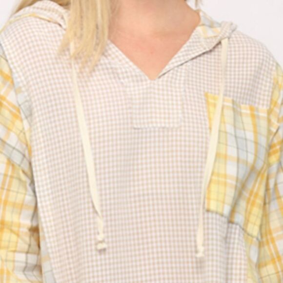 Yellow Plaid Women's Tunic Top - Picture 4 of 6